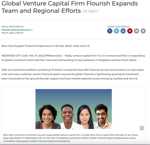 snapshot of press release example from flourish