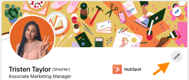 How to write a professional Linkedin headline:  step 2 click the edit icon