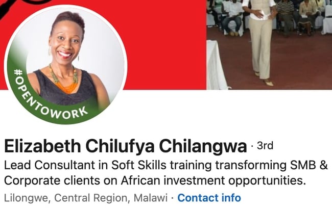 linkedin headline example: Elizabeth Chilufya Chilangwa