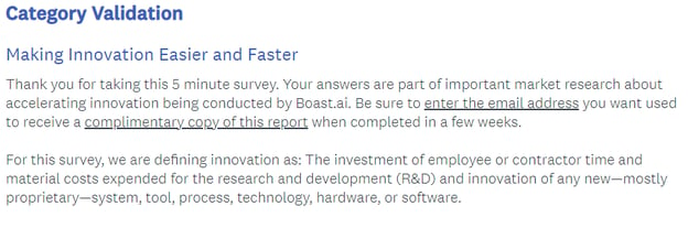 survey introduction example: Boast.ai