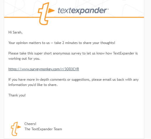 survey introduction example: TextExpander