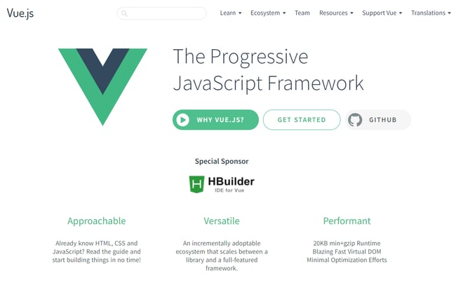 Vue.js framework homepage