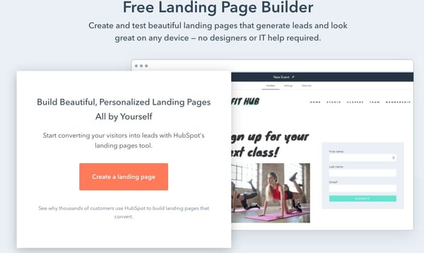 HubSpot totally free landing page contractor