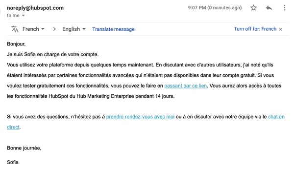 onboarding emails increase qualified leads hubspot french market