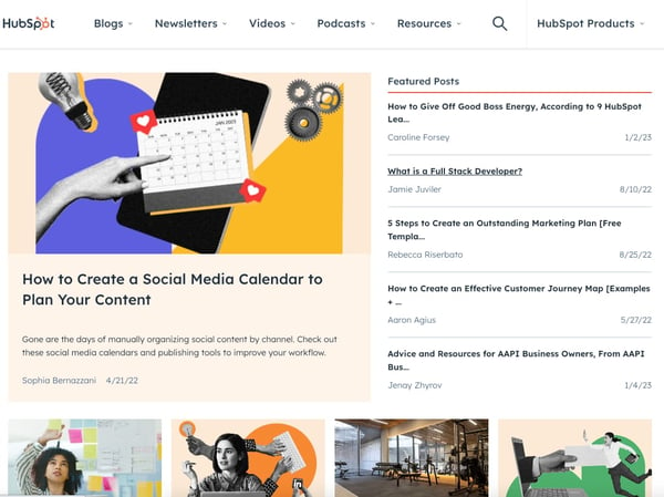 example of HubSpot's blog as a content marketing strategy