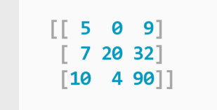 NumPy array containing three internal arrays of whole numbers