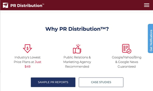 press release distribution service homepage by PR Distribution