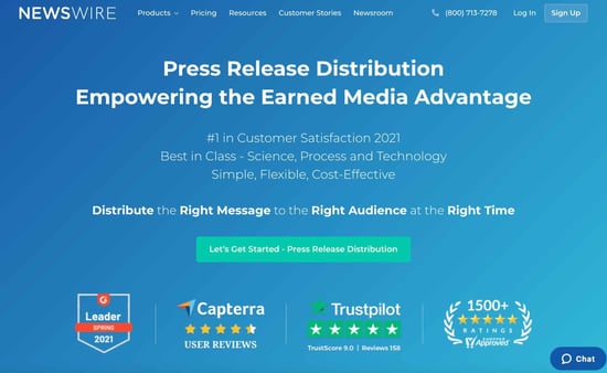 press release distribution service homepage by Newswire