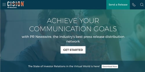 press release distribution service homepage by PR Newswire