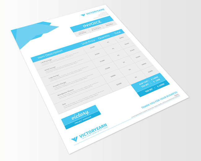 Invoice Design Templates and Examples: Victory Invoice