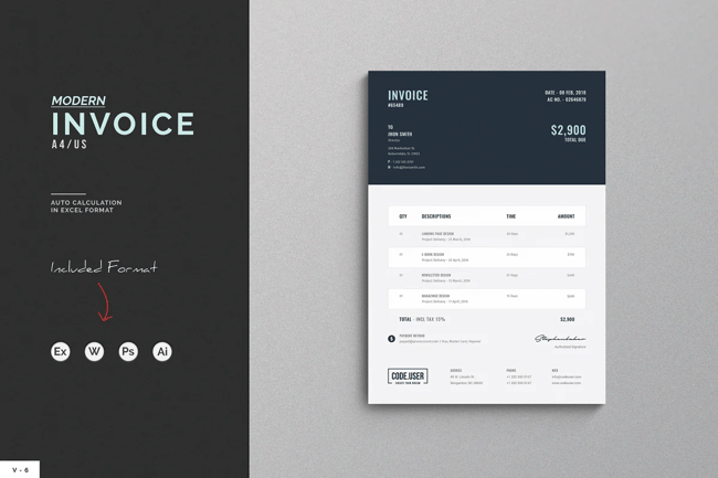 Invoice Design Templates and Examples: ThemeDivisers Invoice