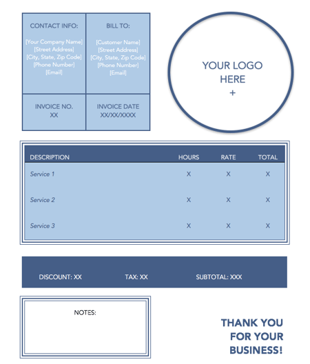Invoice Design Templates and Examples: Blue Service Invoice