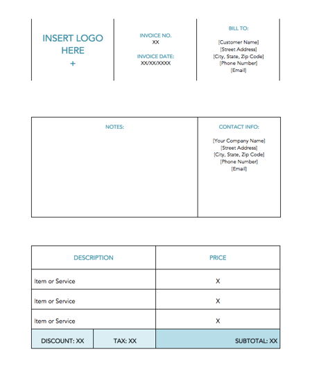 Invoice Design Templates and Examples: Blue Minimal Standard Invoice