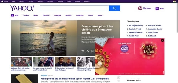 rich media ad expanding banner from Yahoo
