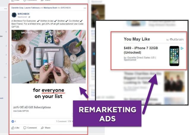 Retargeting ads example featuring Birchbox