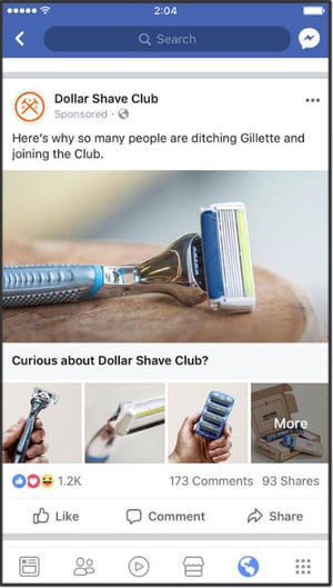 social media ads example featuring dollar shave club