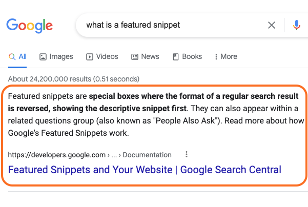 most important serp features: featured snippets