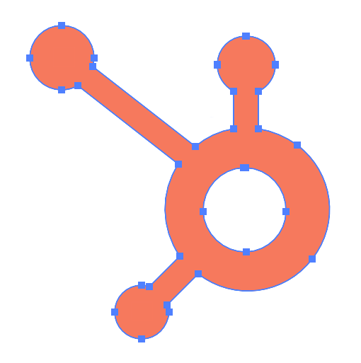 شعار hubspot مع تمييز النقاط والخطوط