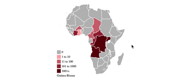 an interactive map of Africa as an svg