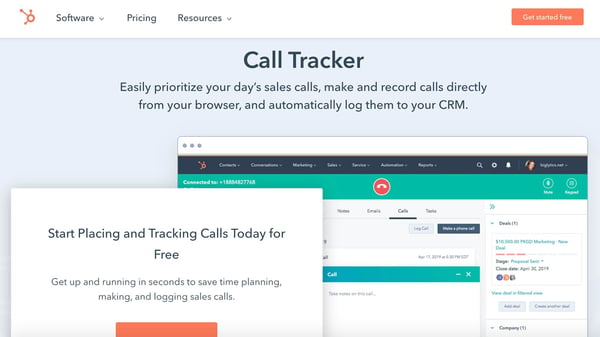 dialer software: hubspot call tracker