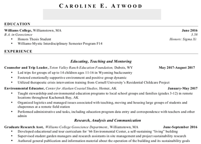 Sales resume example from Caroline E. Atwood highlighting strengths and experience