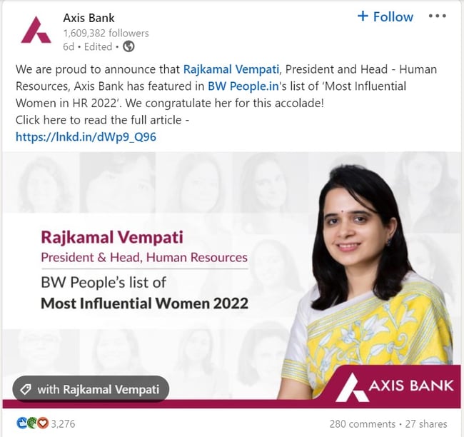 Social Media Public Relations Campaign Example: Axis Bank