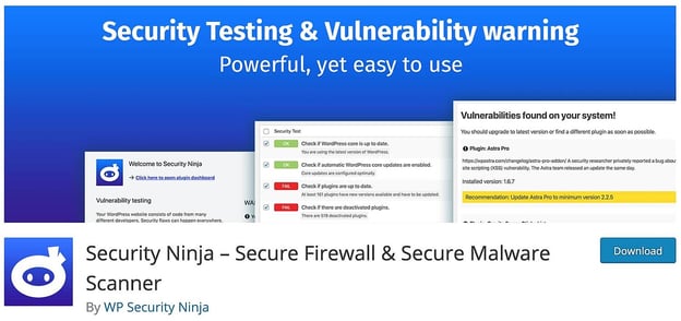 Security Ninja wordpress plugin