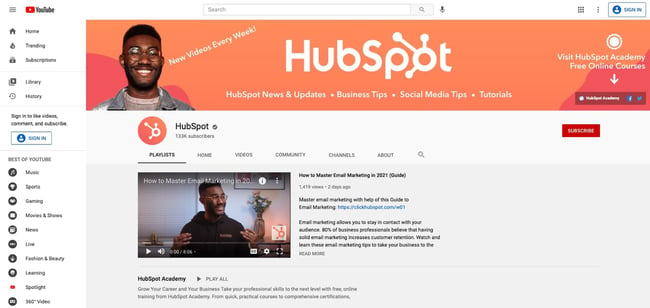 homepage for the video hosting site youtube