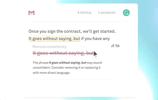 GIF demo arról, hogy a Grammarly hogyan segíthet minőségi blogbejegyzések írásában