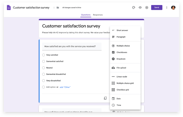 best survey software and questionnaire tool: Google Forms