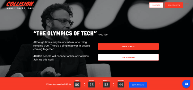 The collision conference website homepage design