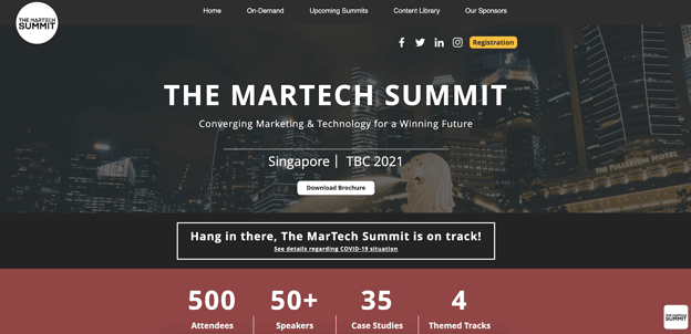 The martech conference website homepage design