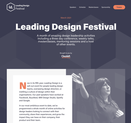 conference websites: leading design festival homepage