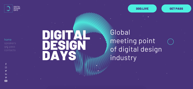 The digital design days conference website homepage design