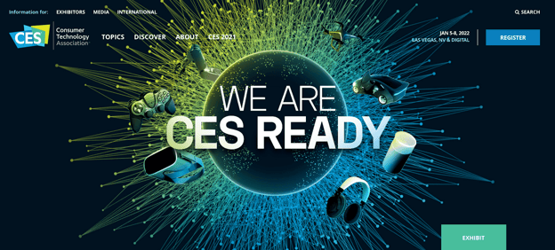 The CES conference website homepage design