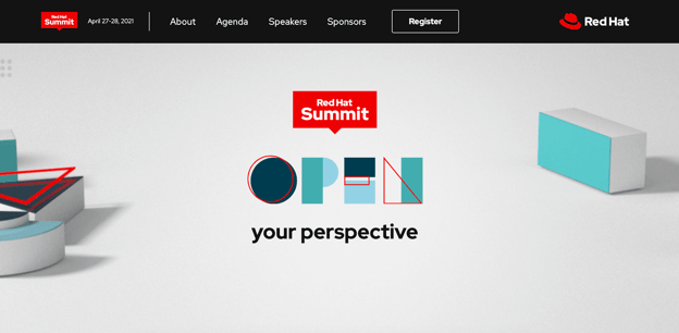 The red hat summit conference website homepage design