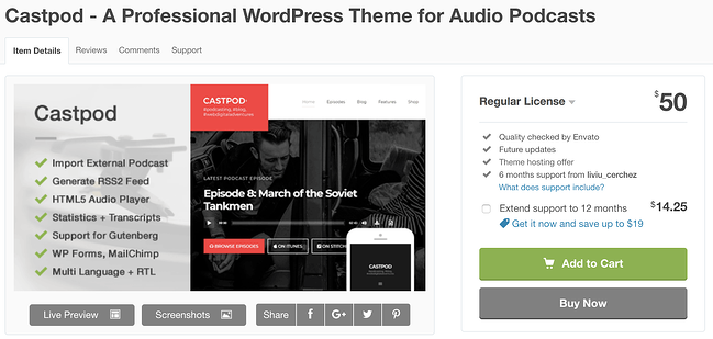 Best Podcast WordPress Theme: Castpod