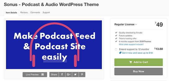Best Podcast WordPress Theme: Sonus