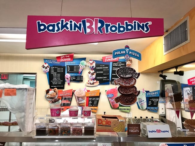 font types: baskin robins logo uses decorative fonts