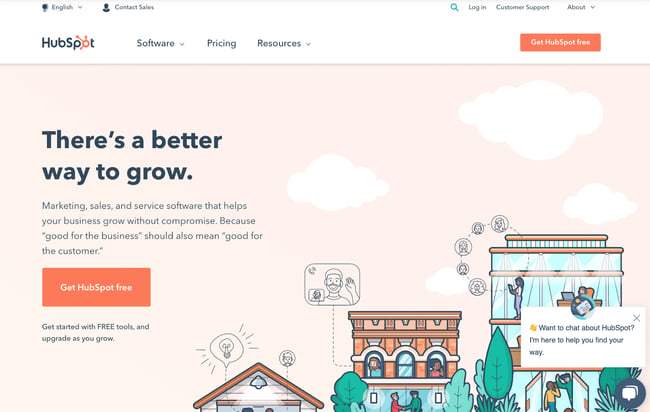 HubSpot homepage optimized for conversions with a clear CTA