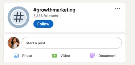 Linkedin hashtag example for growth marketing