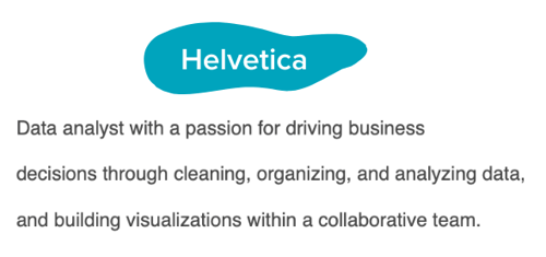 بهترین فونت رزومه: helvetica