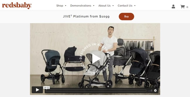 a video on a baby stroller website