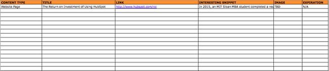 HubSpot social media content calendar's content repository