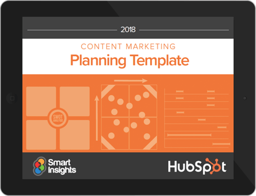 un modèle de planification de contenu et de définition d'objectifs de HubSpot