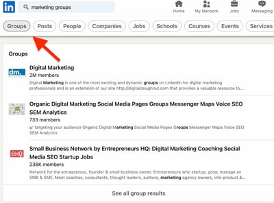 ow to Find Groups on LinkedIn step 2