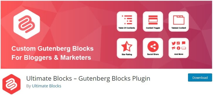 Ultimate Blocks Gutenberg plugin.