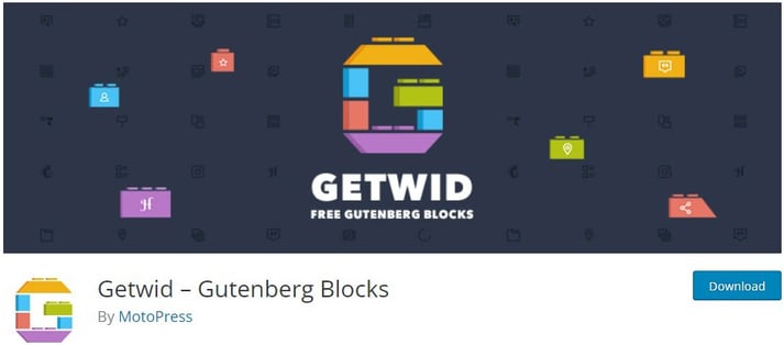 Getwid Gutenberg blocks plugin.