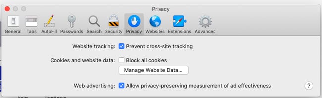 How to fix too many redirects error step #2:Click manage website data to clear cookies on safari
