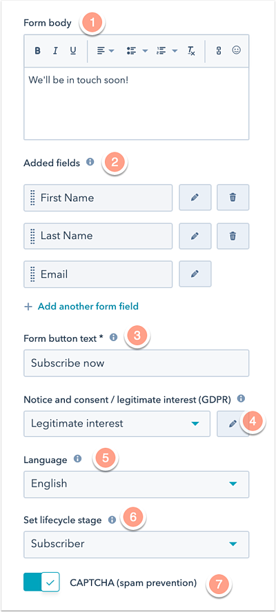 Customizing form in HubSpot's popup tool
